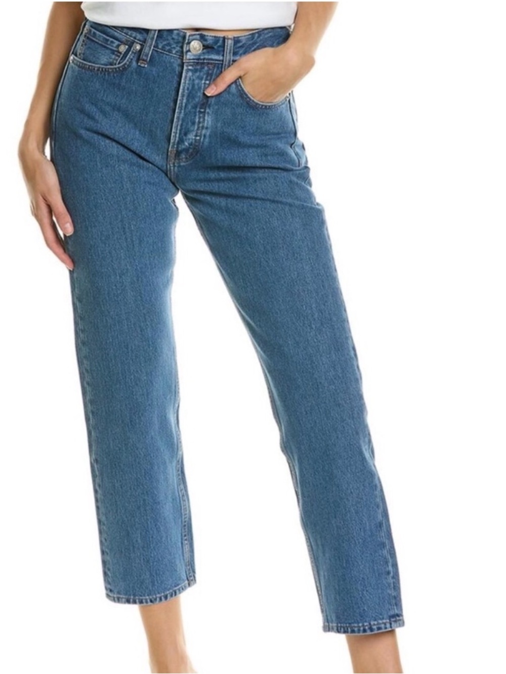 rag & bone Maya High Rise Ankle Slim Jeans Indigo Medium Wash Button Fly 26
